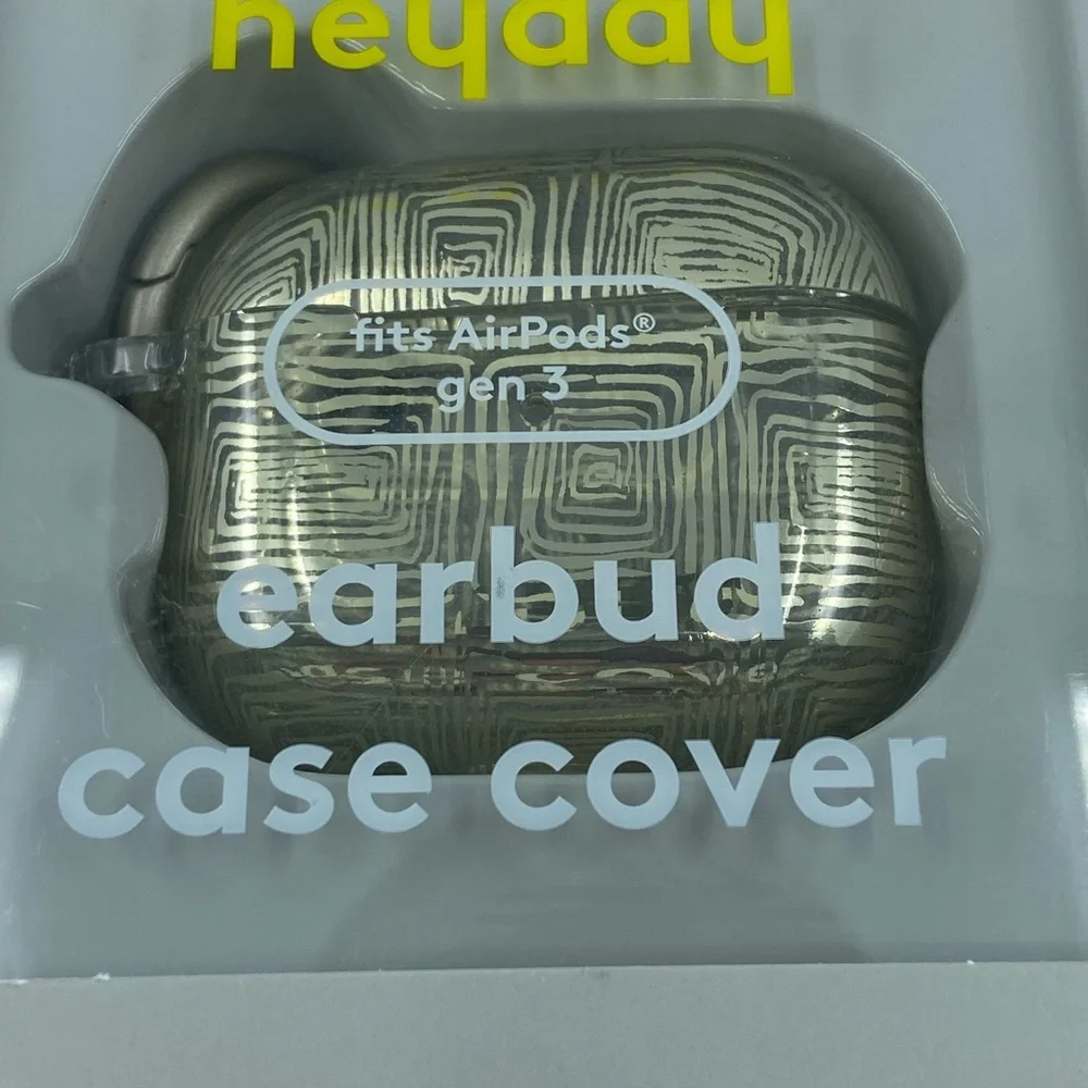 Heyday Earbud Case Covers for AirpodsGen3 w/ Ring Clip, Gold design NWT